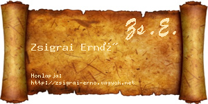 Zsigrai Ernő névjegykártya