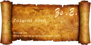 Zsigrai Ernő névjegykártya